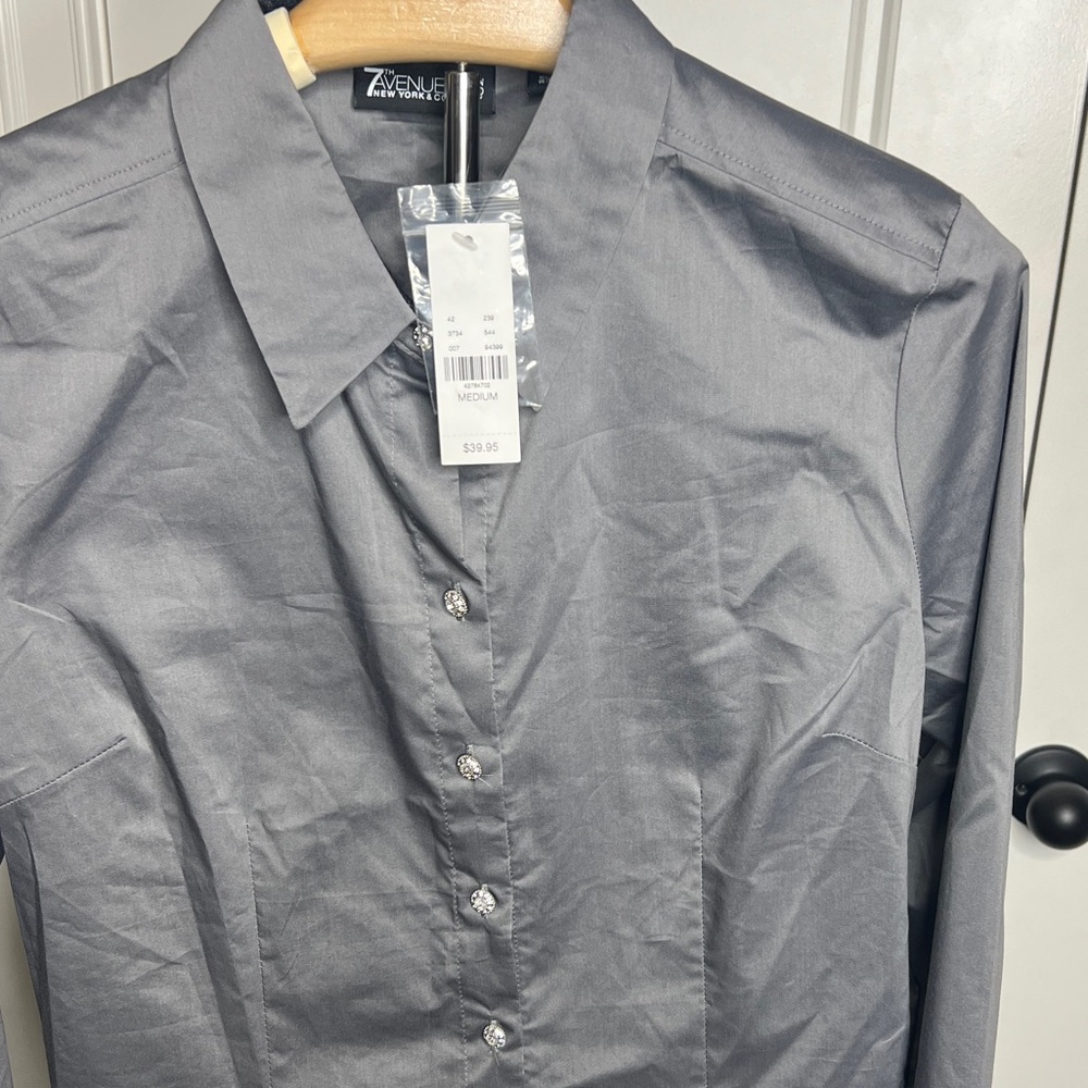 New York & Company Gray Button Down Shirt